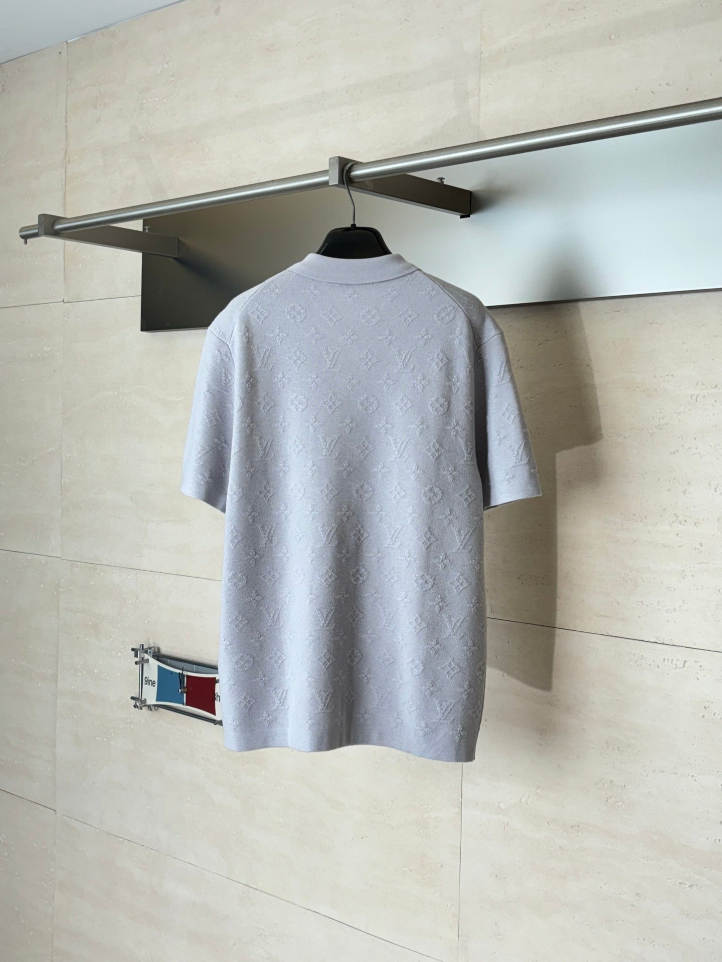260610 New top-quality light gray full-pattern Monogram jacquard raised-knit short-sleeved cardigan