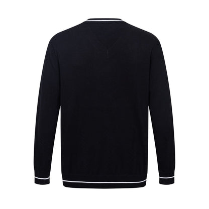 260610 New top-quality letter-stitched multi-color trim V-neck knitted sweater
