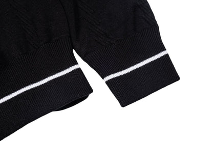 260610 New top-quality letter-stitched multi-color trim V-neck knitted sweater