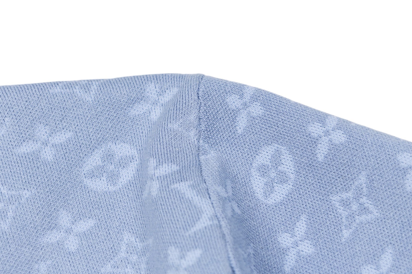 260610 New top-quality light blue full-patterned textured jacquard knitted Polo shirt