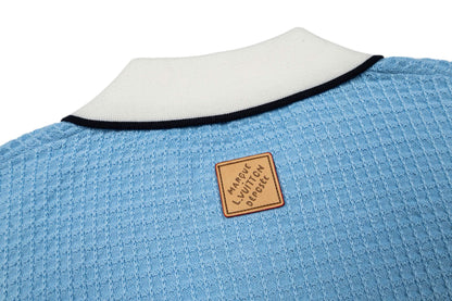 260610 New top-quality waffle color-blocked pocket letter-stitched short-sleeved shirt