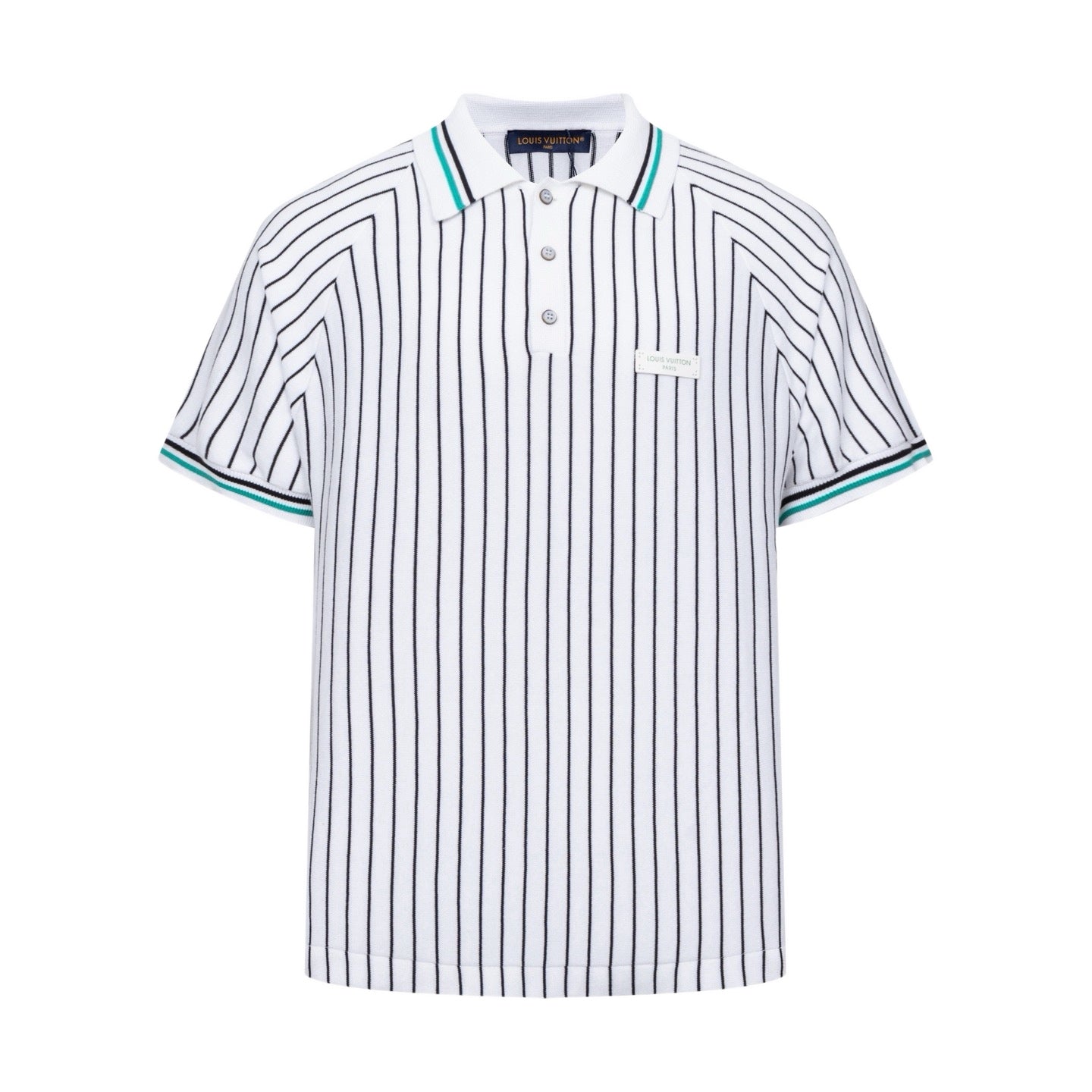 260610 New high-quality lettered badge striped multi-color knitted Polo shirt