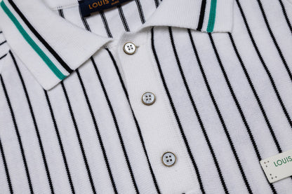 260610 New high-quality lettered badge striped multi-color knitted Polo shirt