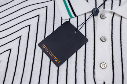 260610 New high-quality lettered badge striped multi-color knitted Polo shirt