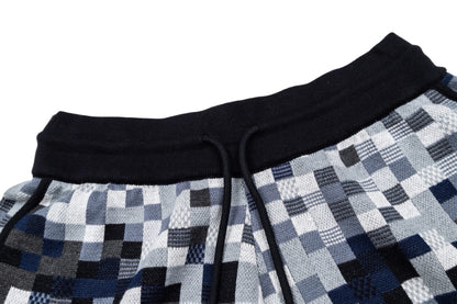 260616 High-quality new letter-stitched embroidered leather mosaic knitted shorts