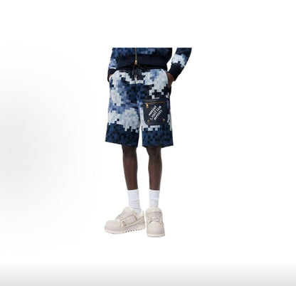 260616 High-quality new letter-stitched embroidered leather mosaic knitted shorts