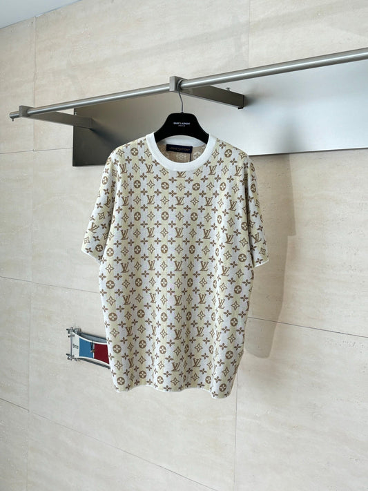 260616 Top-quality new plain-patterned knitted short-sleeved T-shirt with full prints