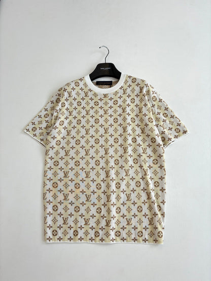 260616 Top-quality new plain-patterned knitted short-sleeved T-shirt with full prints