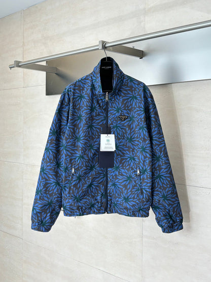260616 High-quality new double-breasted nylon floral-print button-up jacket with collar