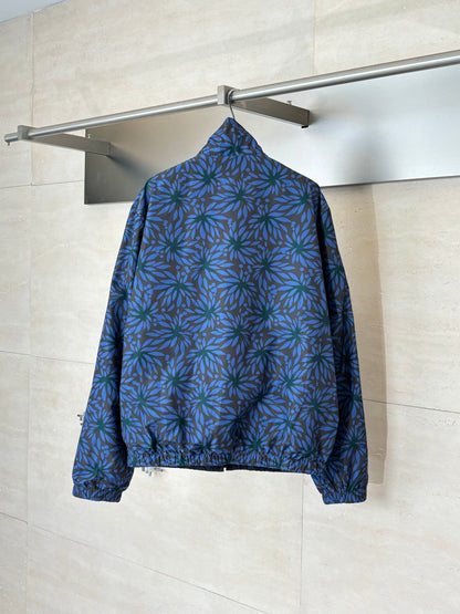 260616 High-quality new double-breasted nylon floral-print button-up jacket with collar