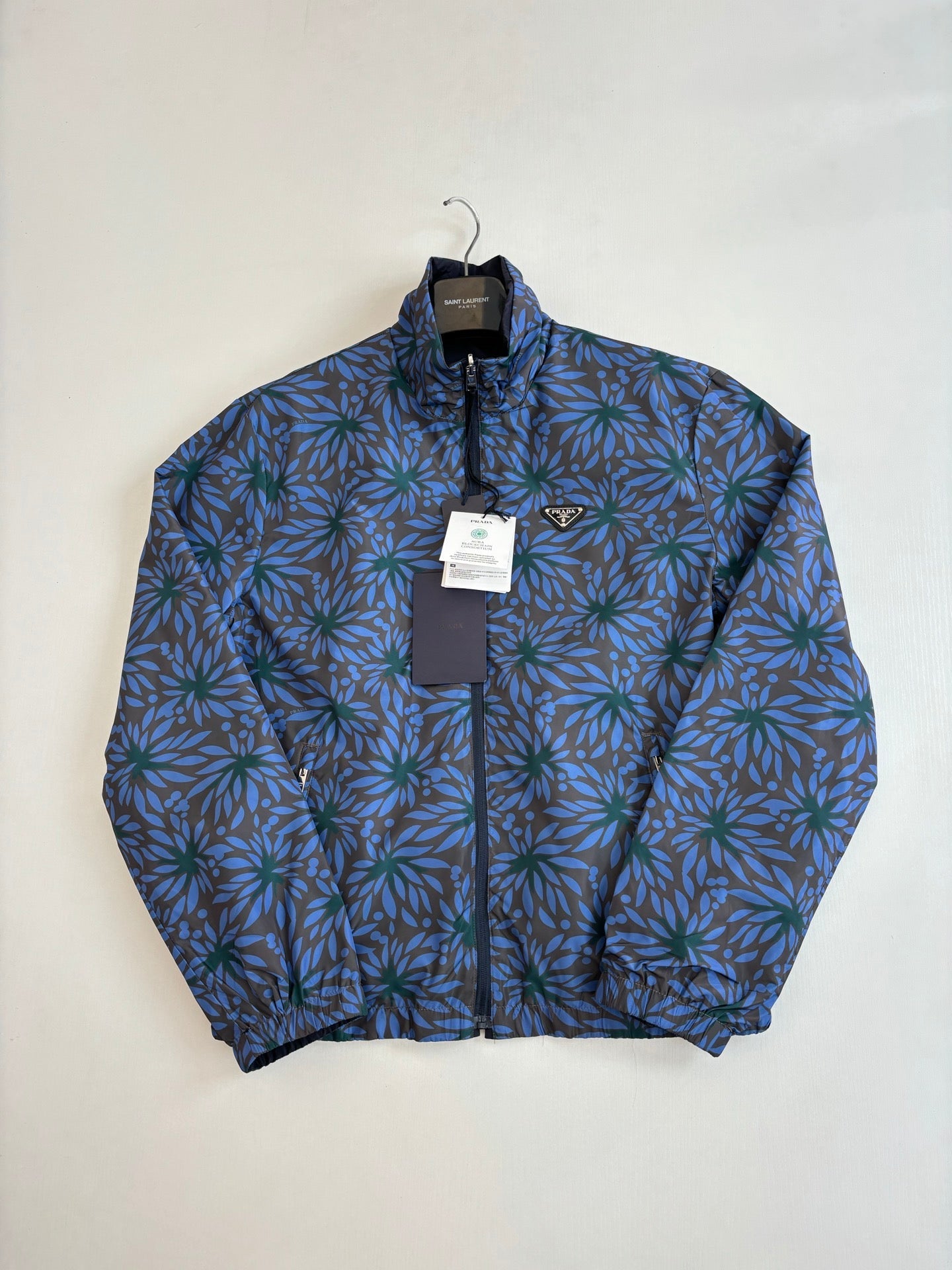 260616 High-quality new double-breasted nylon floral-print button-up jacket with collar
