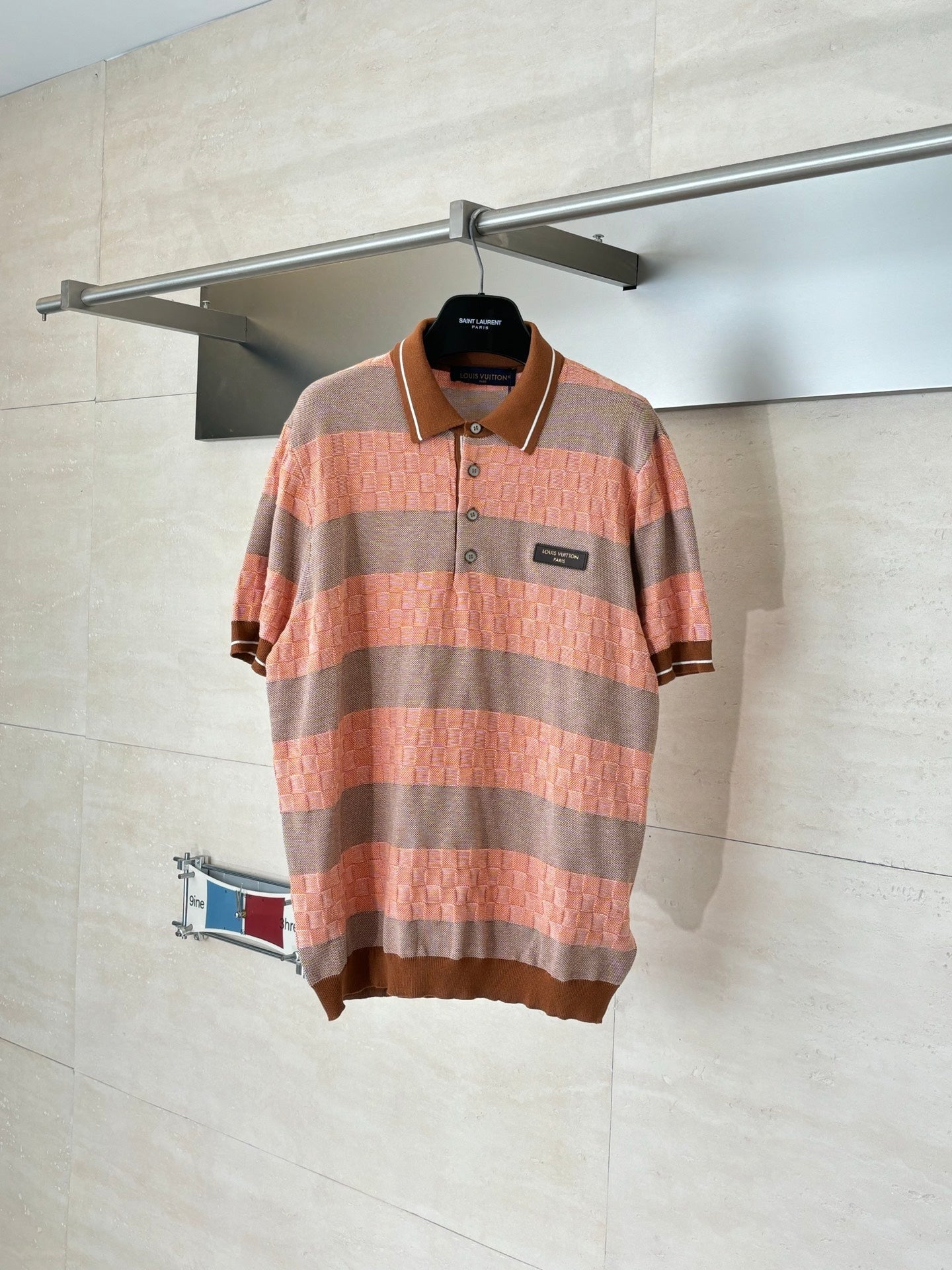 260616 Top-quality new checkered stripe knitted short-sleeved Polo shirt