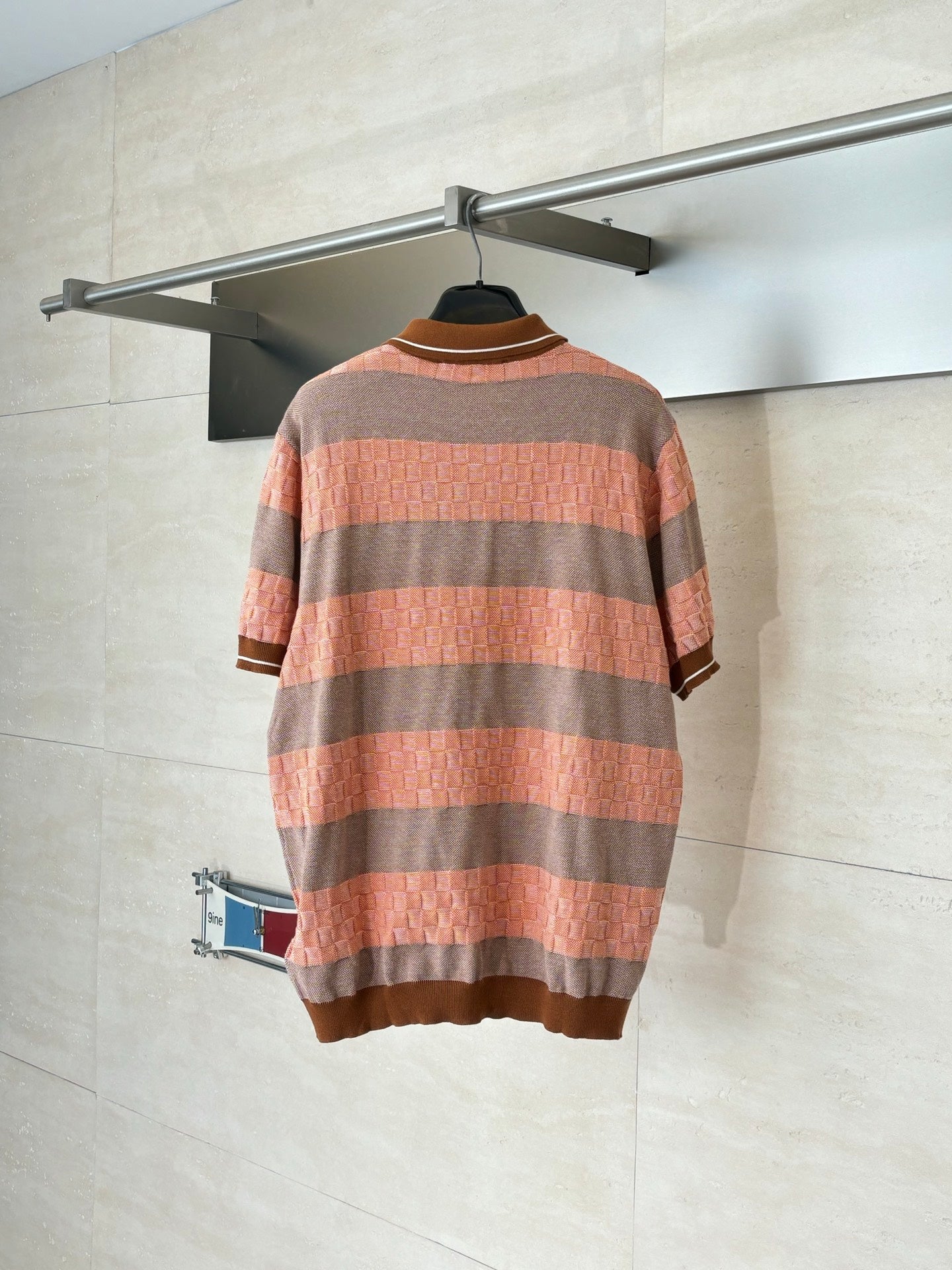260616 Top-quality new checkered stripe knitted short-sleeved Polo shirt
