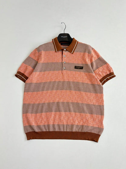 260616 Top-quality new checkered stripe knitted short-sleeved Polo shirt