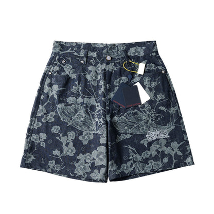 260616 High-quality new custom-made fabric floral denim short pants