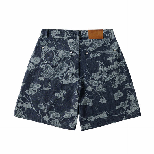 260616 High-quality new custom-made fabric floral denim short pants