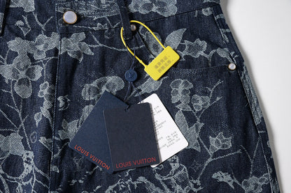 260616 High-quality new custom-made fabric floral denim short pants