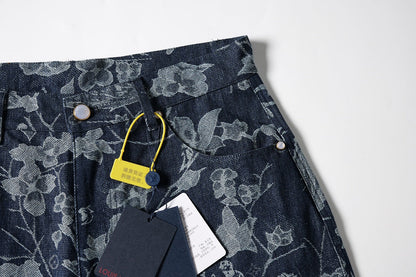 260616 High-quality new custom-made fabric floral denim short pants