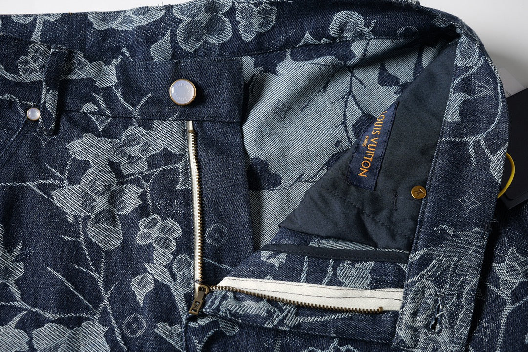 260616 High-quality new custom-made fabric floral denim short pants