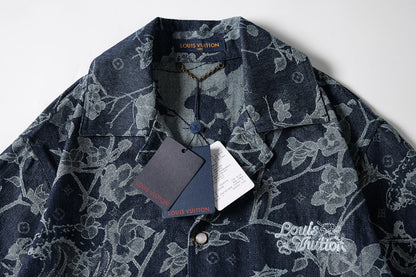 260616 High-quality new custom-made fabric floral denim jacket set