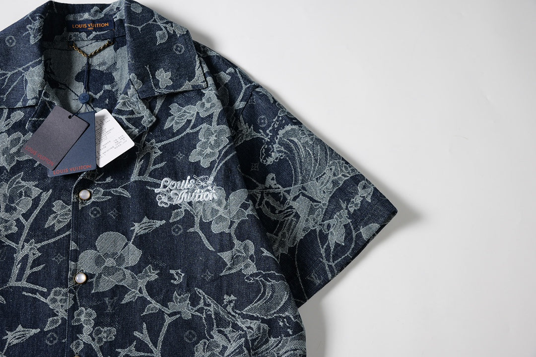260616 High-quality new custom-made fabric floral denim jacket set