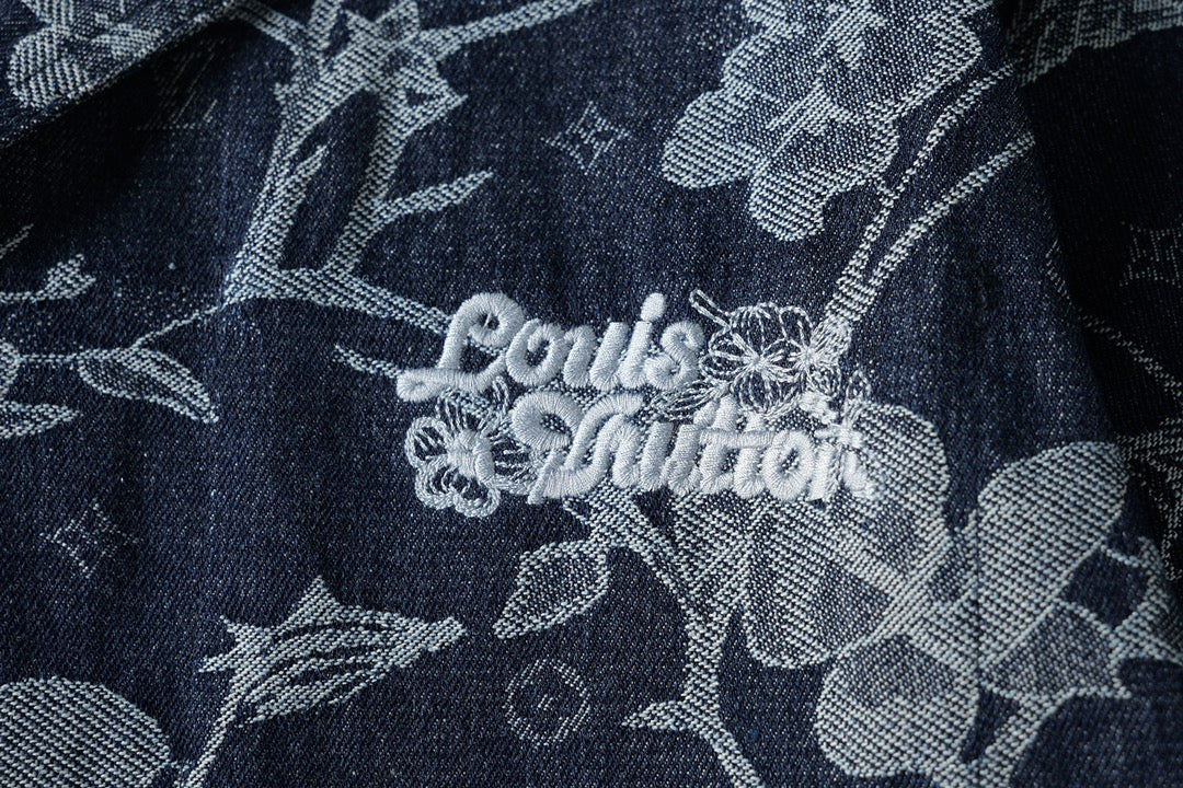 260616 High-quality new custom-made fabric floral denim jacket set