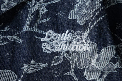 260616 High-quality new custom-made fabric floral denim jacket set