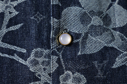 260616 High-quality new custom-made fabric floral denim jacket set