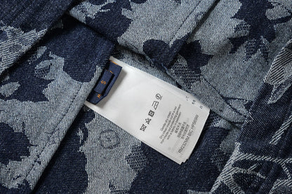 260616 High-quality new custom-made fabric floral denim jacket set