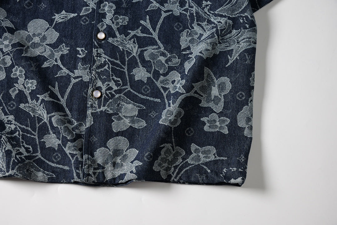 260616 High-quality new custom-made fabric floral denim jacket set