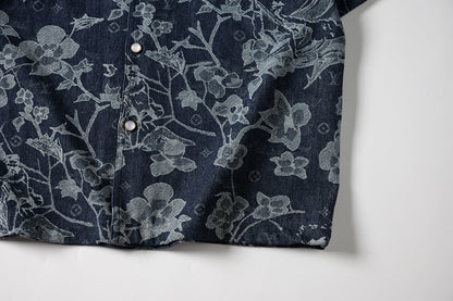 260616 High-quality new custom-made fabric floral denim jacket set