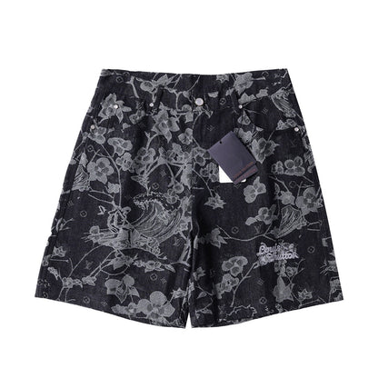 260616 High-quality new custom-made fabric floral denim short pants