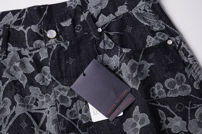 260616 High-quality new custom-made fabric floral denim short pants