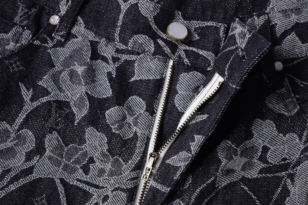 260616 High-quality new custom-made fabric floral denim short pants