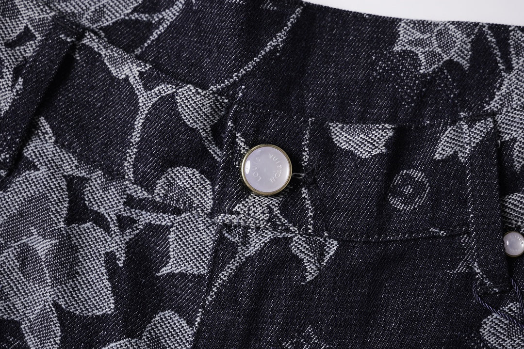260616 High-quality new custom-made fabric floral denim short pants