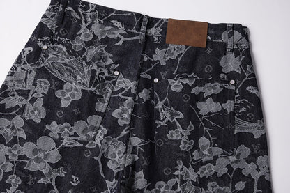 260616 High-quality new custom-made fabric floral denim short pants