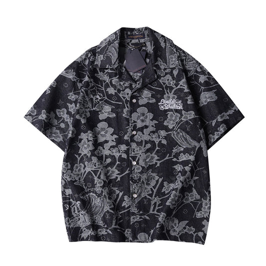 260616 High-quality new custom-made fabric floral denim jacket set