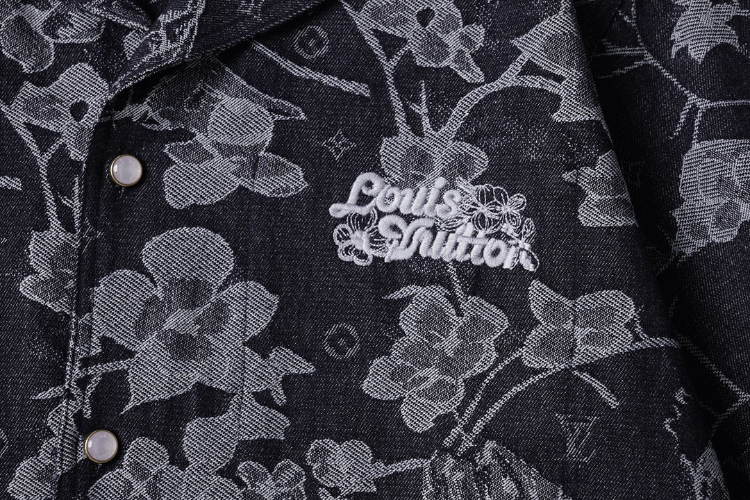 260616 High-quality new custom-made fabric floral denim jacket set
