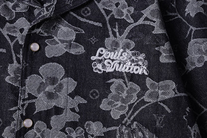 260616 High-quality new custom-made fabric floral denim jacket set