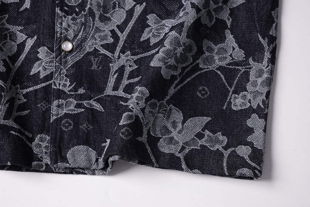 260616 High-quality new custom-made fabric floral denim jacket set
