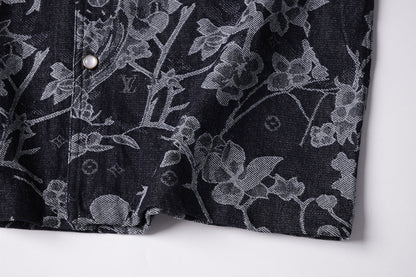 260616 High-quality new custom-made fabric floral denim jacket set