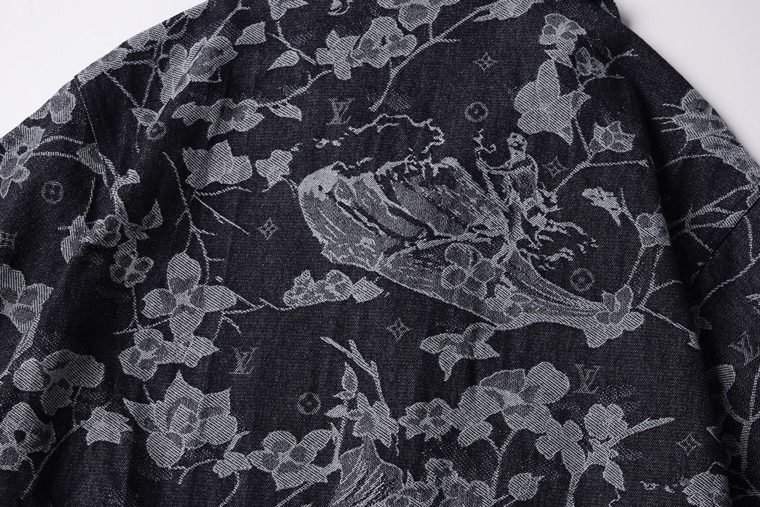 260616 High-quality new custom-made fabric floral denim jacket set