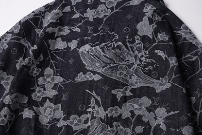 260616 High-quality new custom-made fabric floral denim jacket set