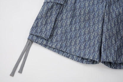260616 High-quality new custom-made fabric twill-printed short pants set