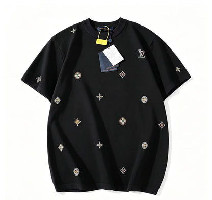 260616 High-quality new floral beaded wool short-sleeved T-shirt