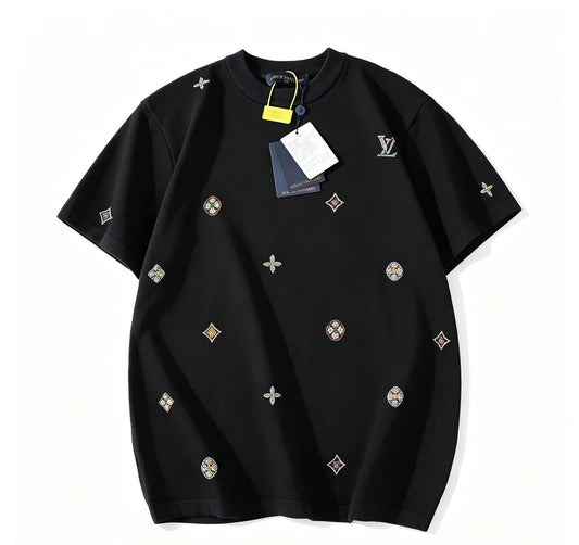 260616 High-quality new floral beaded wool short-sleeved T-shirt