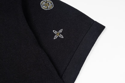 260616 High-quality new floral beaded wool short-sleeved T-shirt