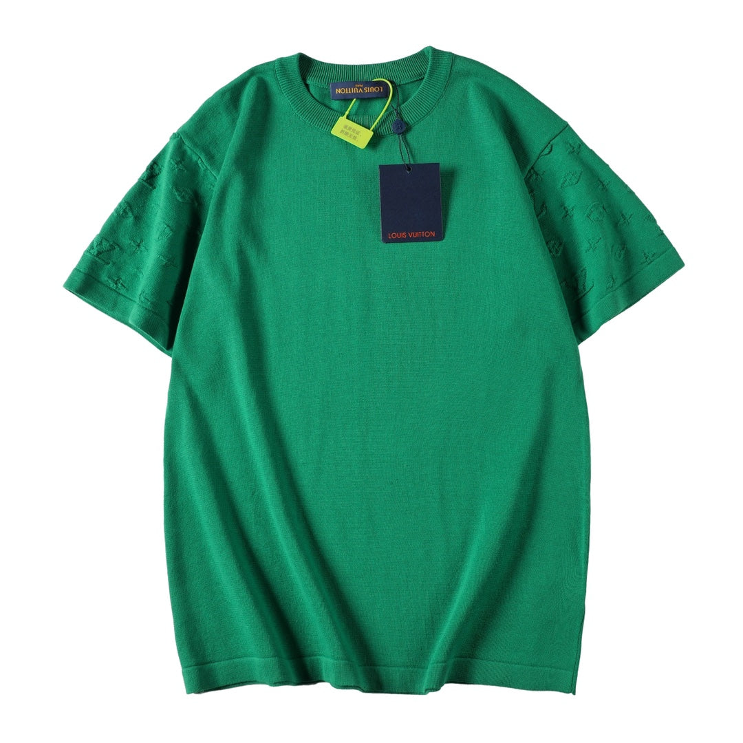 260616 High-quality new lace-patterned jacquard knitted T-shirt