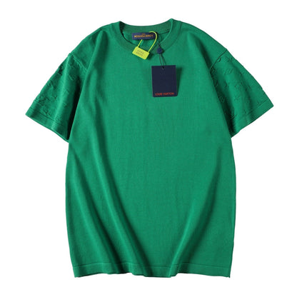 260616 High-quality new lace-patterned jacquard knitted T-shirt