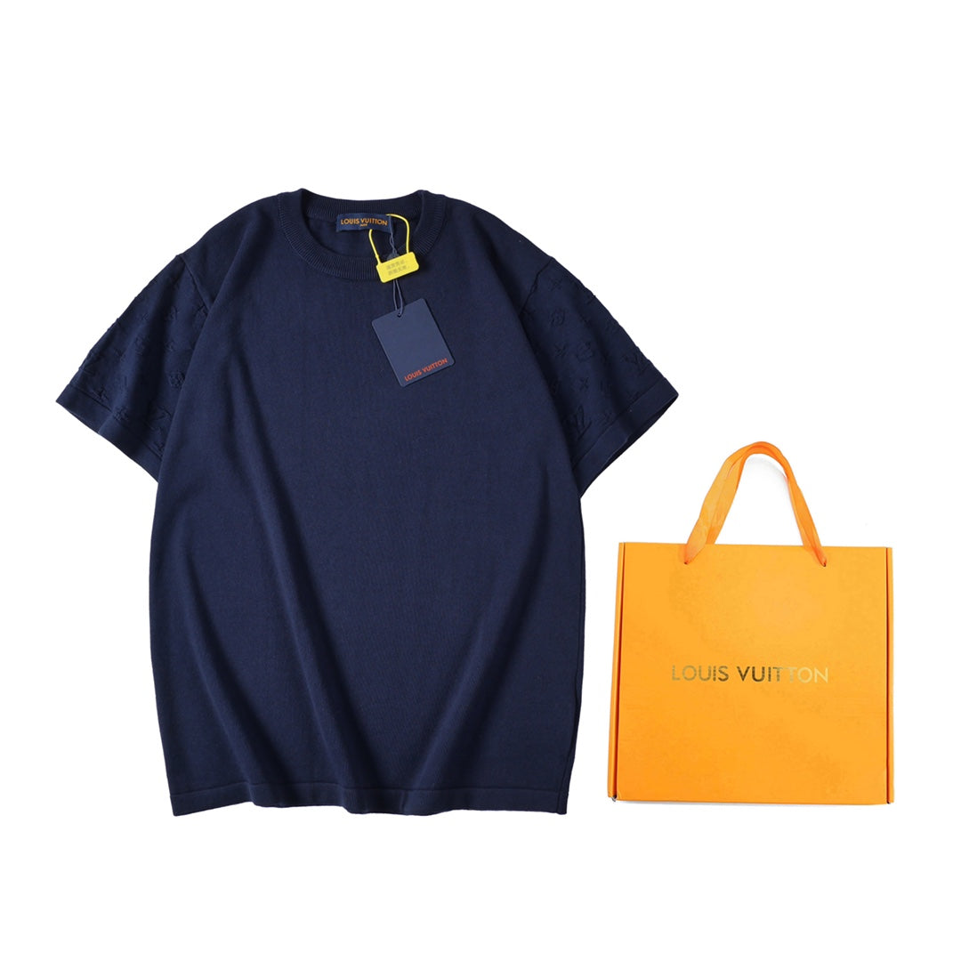 260616 High-quality new lace-patterned jacquard knitted T-shirt